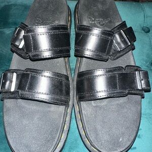 Dr. Martens Black Leather Slide Sandals